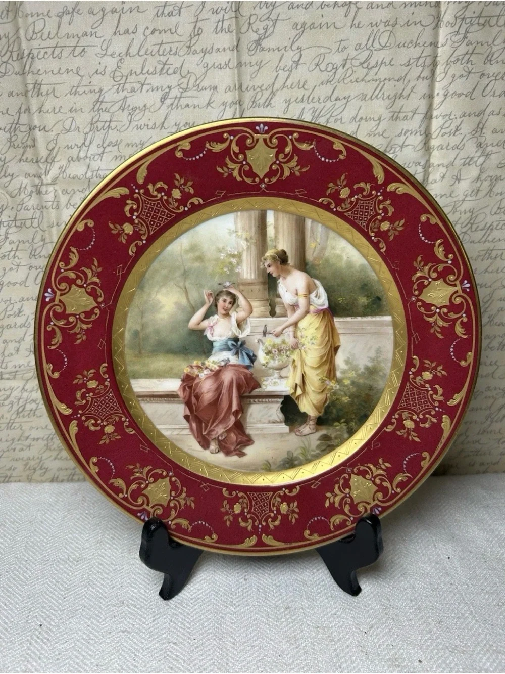 Antique Royal Vienna Style Cabinet Plate - Lockvogel - Beehive Mark - 19th Cent.